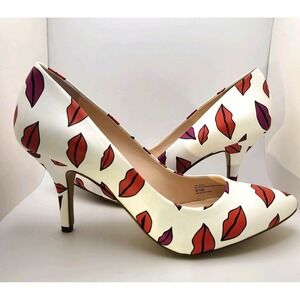 INC International Concepts Womens 8.5M Zitah Lip White Pointed Toe Classic Pumps